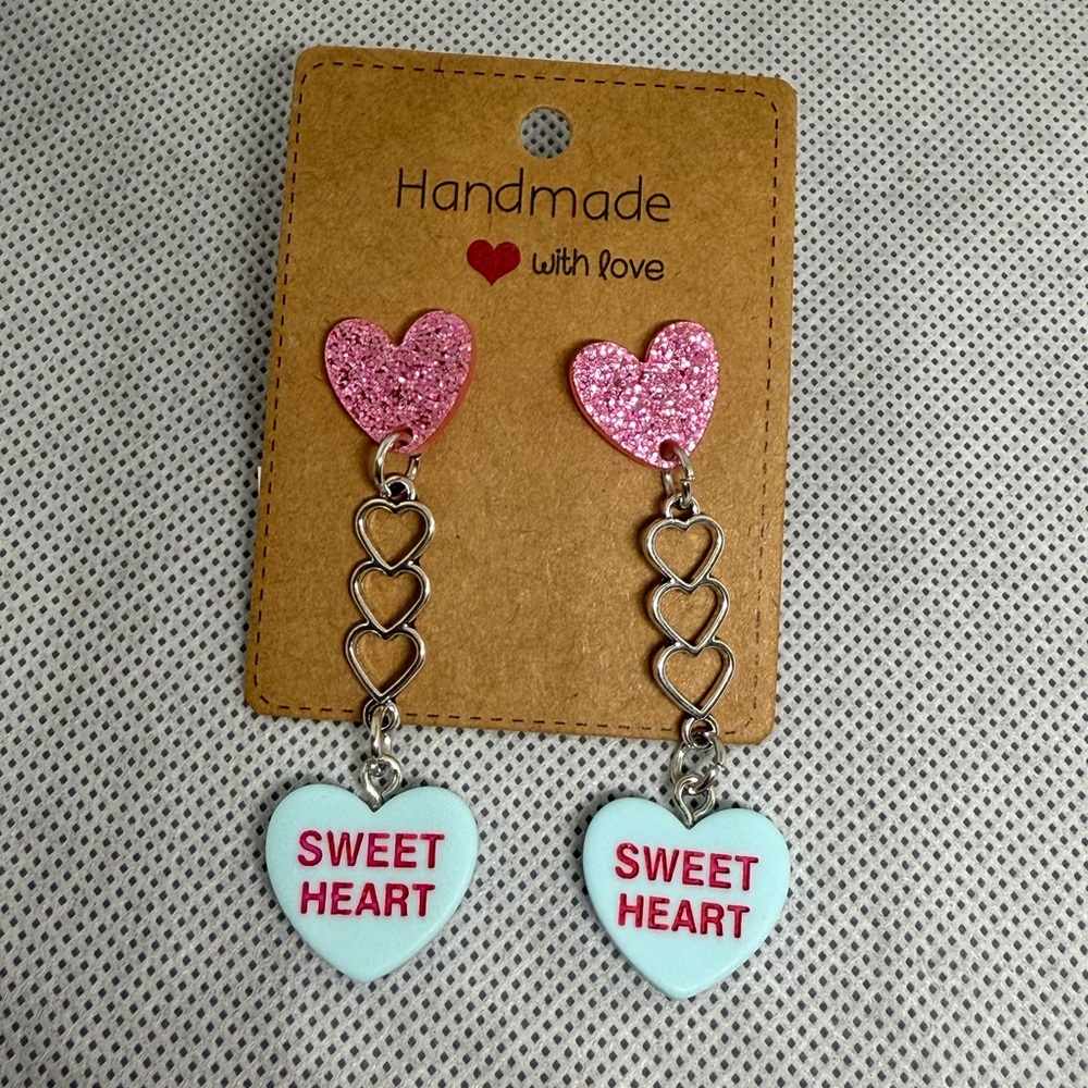 Handmade Valentine’s Day Candy Heart Earrings